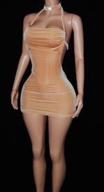 Draw string velvet mini w/gold chocker 