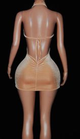 Draw string velvet mini w/gold chocker 