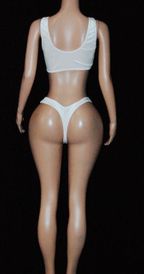 Velvet thong set w/pompoms