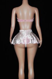 Flared sk set w/pompoms