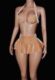 Velvet ruffle sk set 