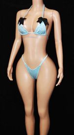 A/B rhinestone bow thong set 