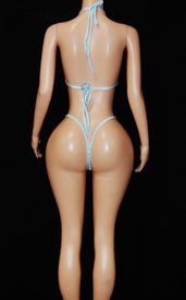 A/B rhinestone bow thong set 