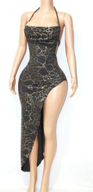Metallic print design gown