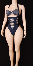 Lace trim slashed monokini
