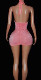 Shirred front/back mini w/buckles