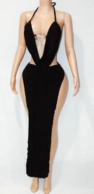 Big dangle rhinestone draped gown