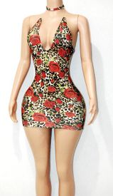 Rose print mini w/chocker 