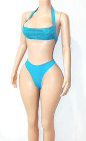 High waist sequin thong set 