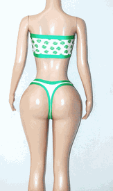 Lucky thong set w/rhinestone buckle 