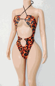Flame print monokini
