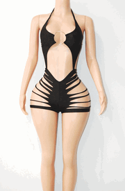 Big ring slashed romper 