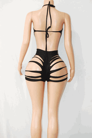 Big ring slashed romper 