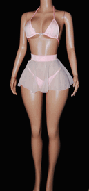 3 pc flared sk set w/g-string