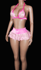 3 pc lace skirt set w/g-string (6colors)