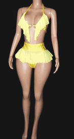 3pc Licra/mesh ruffle sk set 