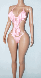 Lace ruffle thong set 