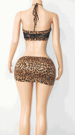 Lace/leopard sk set 
