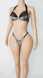 Lace trim thong set 