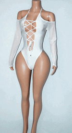 New halter Lace up monokini w/sleeves