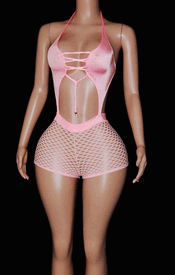 Net lace up romper
