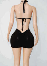 Shirred sequin mini w/ties