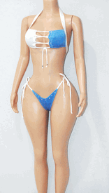 Blue/white flag thong set w/ties