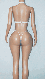 Blue/white flag thong set w/ties