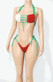Red green white flag thong set 