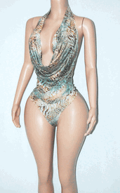 Draped monokini w/stones