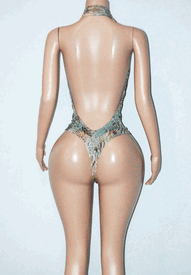 Draped monokini w/stones