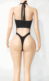 High neck lace trim monokini