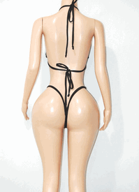 Fringe thong set w/stones