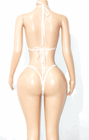 Fringe thong set w/stones