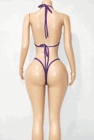 Fringe thong set w/stones