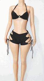 Lace down short set 