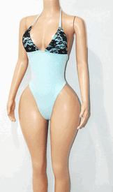 Lace overlay halter monokini 
