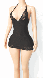 Lace trim halter mini 
