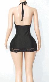 Lace trim halter mini 