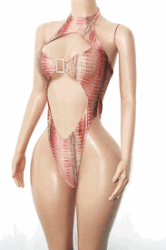 Key hole monokini w/rectangle rhinestone 