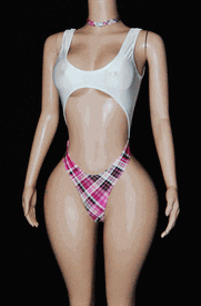 Plaid monokini w/choker 