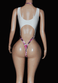 Plaid monokini w/choker 