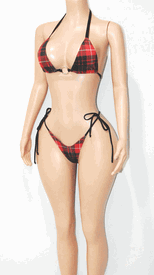 Plaid thong set w/ties