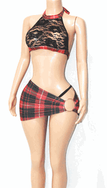 3pc school girl set w/g-string