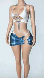 3 pc plaid sk set w/g-string
