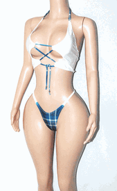 3 pc plaid sk set w/g-string