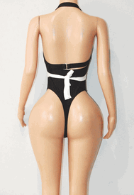 Black/white wrap monokini