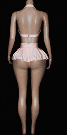 Pleated sk set w/rhinestone buckle