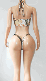 High neck camouflage thong set w/stones