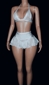 Micro top lace sk set w/g-string